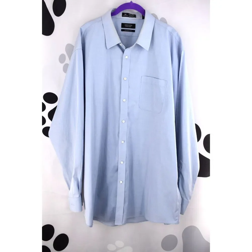 Nordstrom Smartcare Traditional Fit Wrinkle Free Cotton Dress Shirt Blue 18 1/2